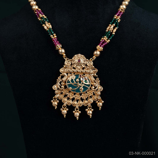 Noor Temple Gold Turquoise Paisley Necklace Set