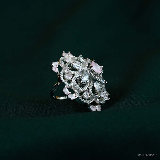 Zara Soft Pink AD Filigree Floral Ring