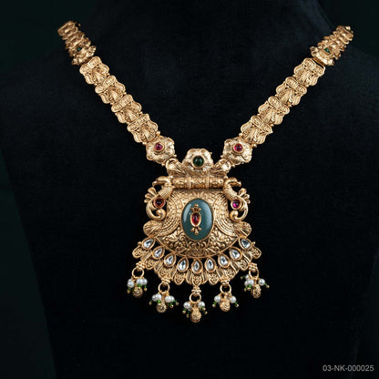 Mahira Temple Gold Plated Peacock Necklace Set