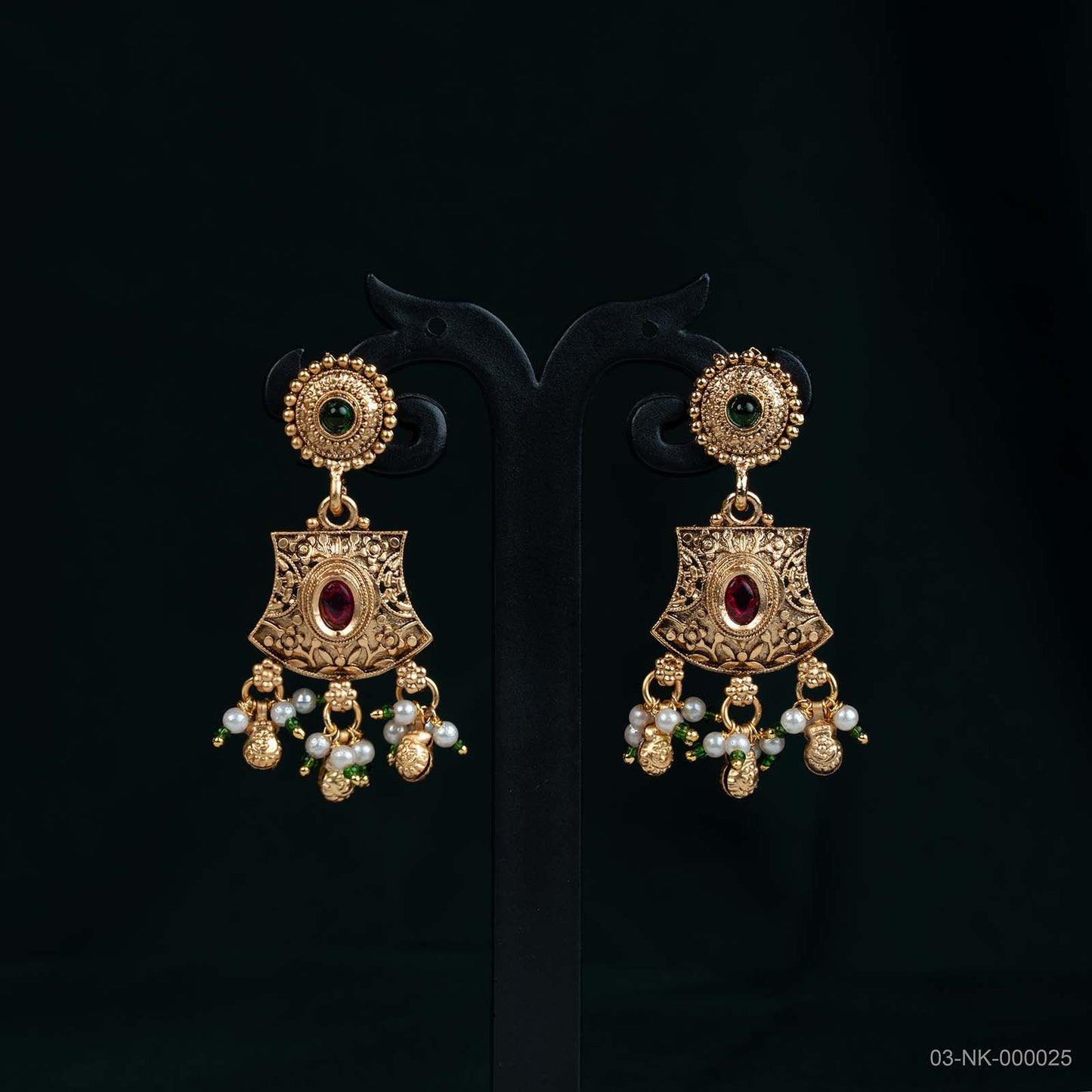 Mahira Temple Gold Plated Peacock Necklace Set
