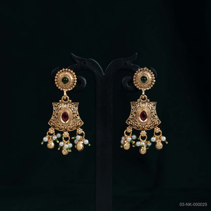 Mahira Temple Gold Plated Peacock Necklace Set
