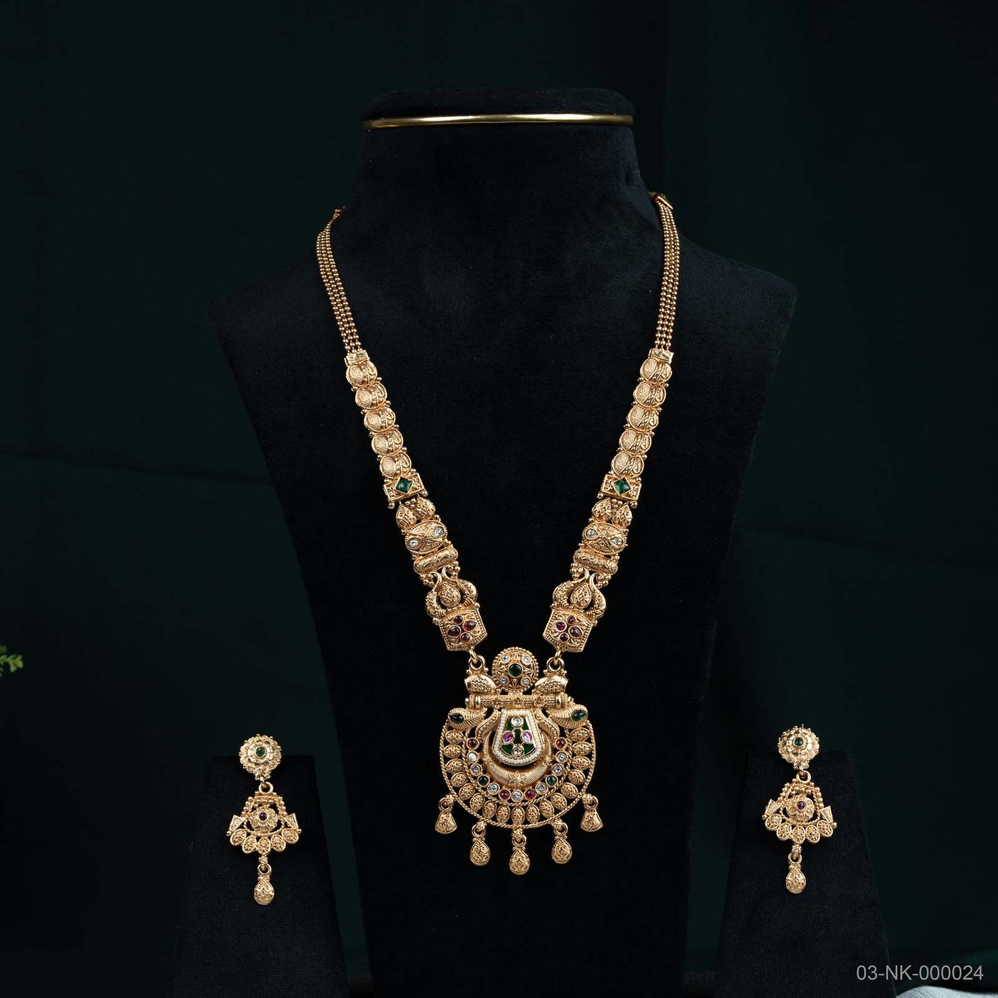 Anaya Temple Gold Multicolour Crest Necklace Set