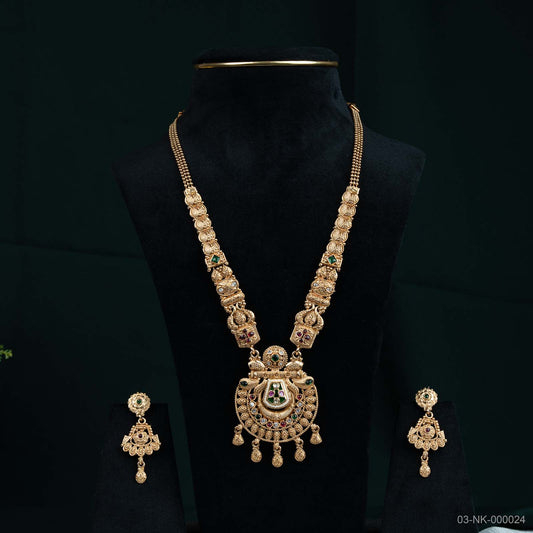 Anaya Temple Gold Multicolour Crest Necklace Set