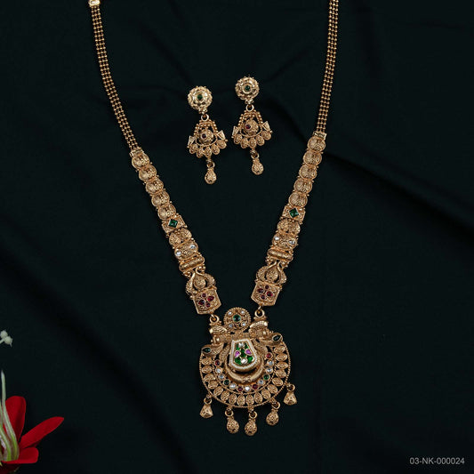 Anaya Temple Gold Multicolour Crest Necklace Set