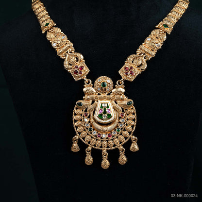 Anaya Temple Gold Multicolour Crest Necklace Set