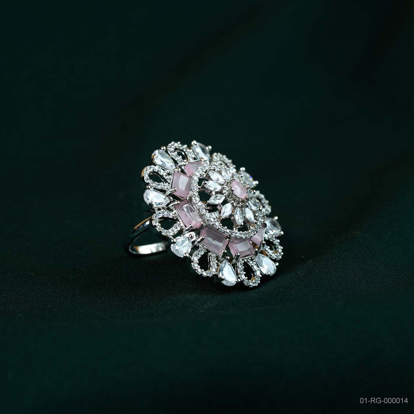 Aria Soft Pink AD Vintage Floral Ring