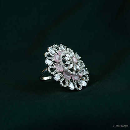 Aria Soft Pink AD Vintage Floral Ring