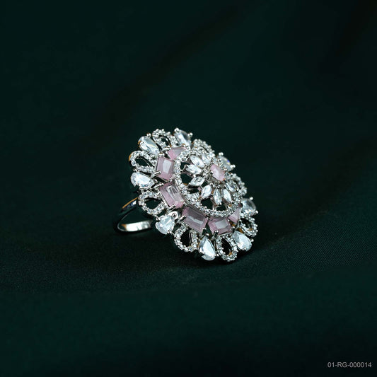 Aria Soft Pink AD Vintage Floral Ring