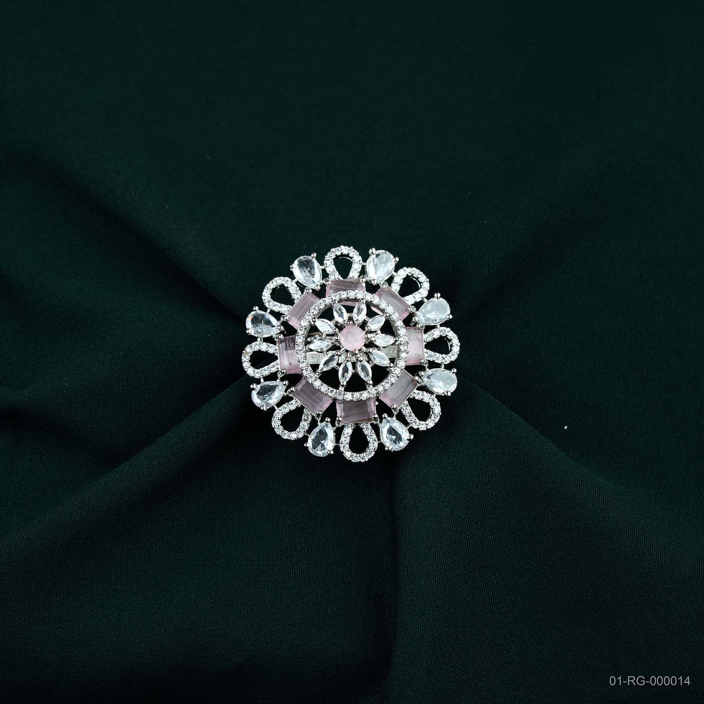 Aria Soft Pink AD Vintage Floral Ring