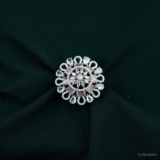 Aria Soft Pink AD Vintage Floral Ring