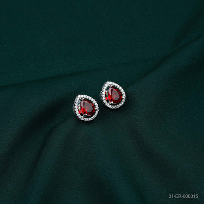 Avira Silver Plated Ruby Teardrop Stud Earrings