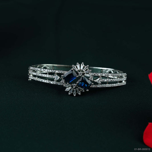 Ayla Silver Plated Royal Blue AD Dual Stone Kada
