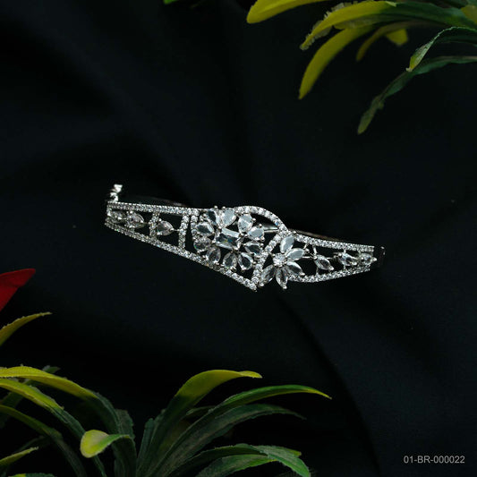 Flora Silver Plated AD Openwork Floral Kada