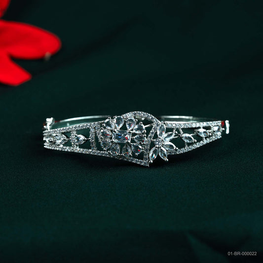 Flora Silver Plated AD Openwork Floral Kada
