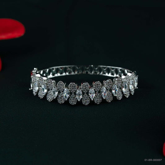 Ira Silver Plated AD Marquise Scallop Kada