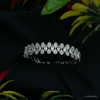 Ira Silver Plated AD Marquise Scallop Kada