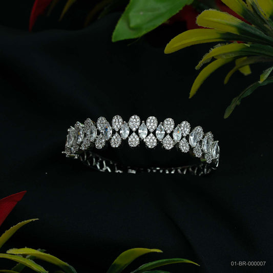 Ira Silver Plated AD Marquise Scallop Kada