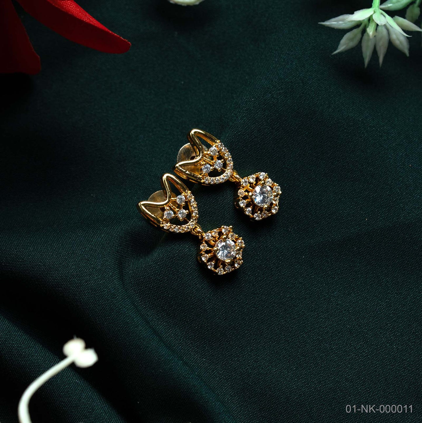 Kaira Gold Plated AD Floral Necklace Set
