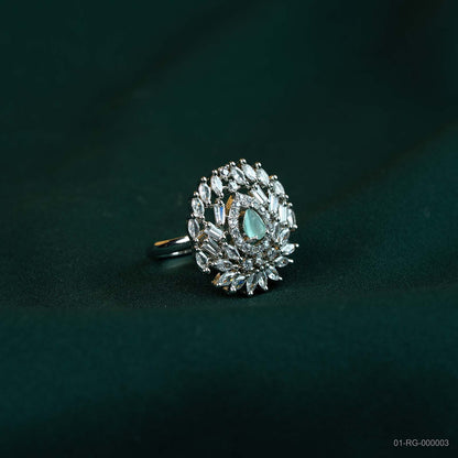 Meher Emerald Green AD Lotus Ring