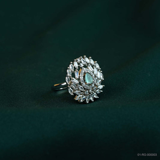 Meher Emerald Green AD Lotus Ring