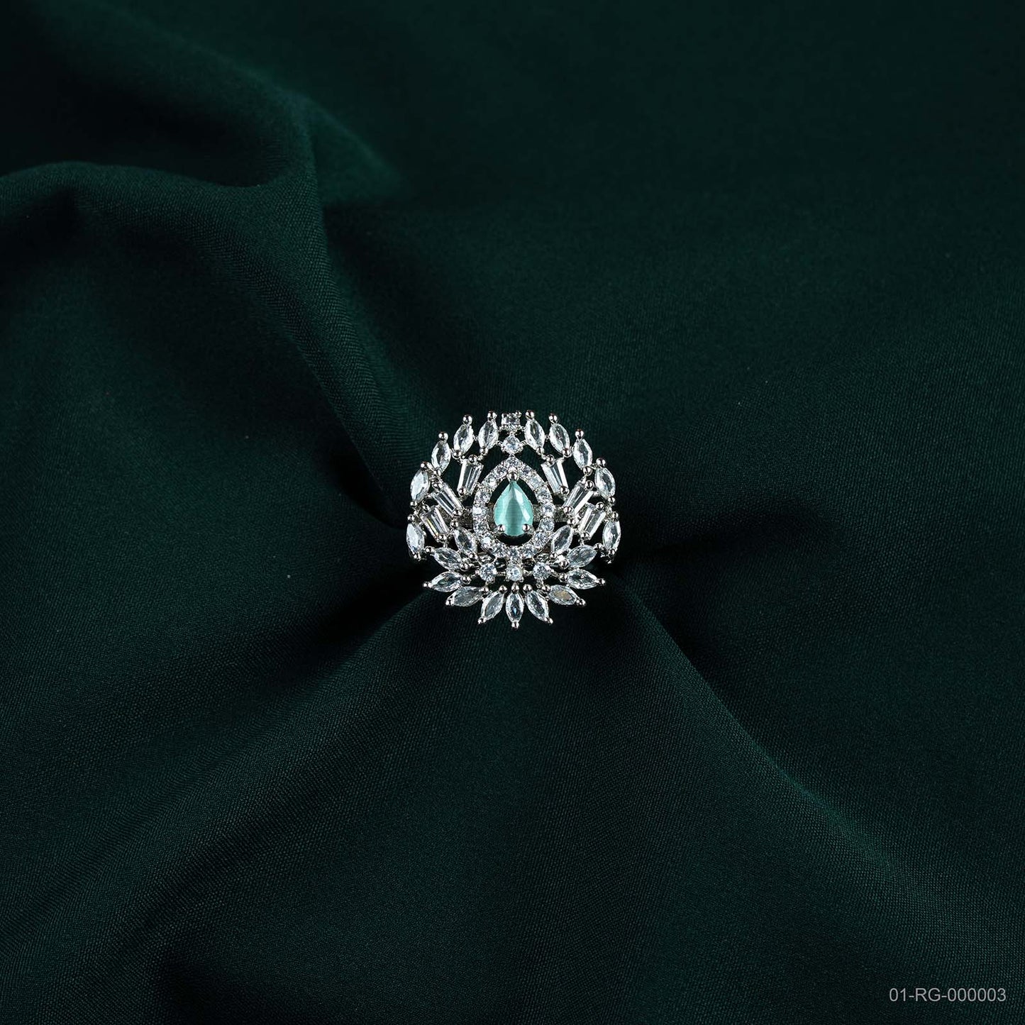 Meher Emerald Green AD Lotus Ring