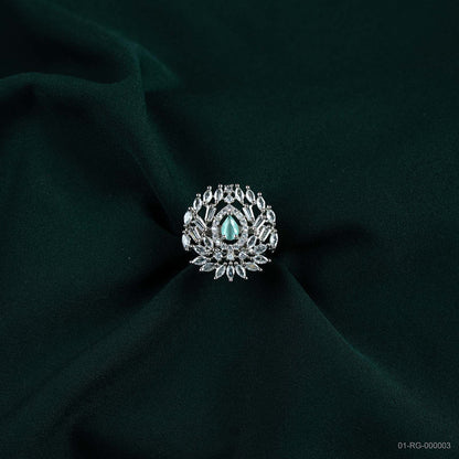Meher Emerald Green AD Lotus Ring