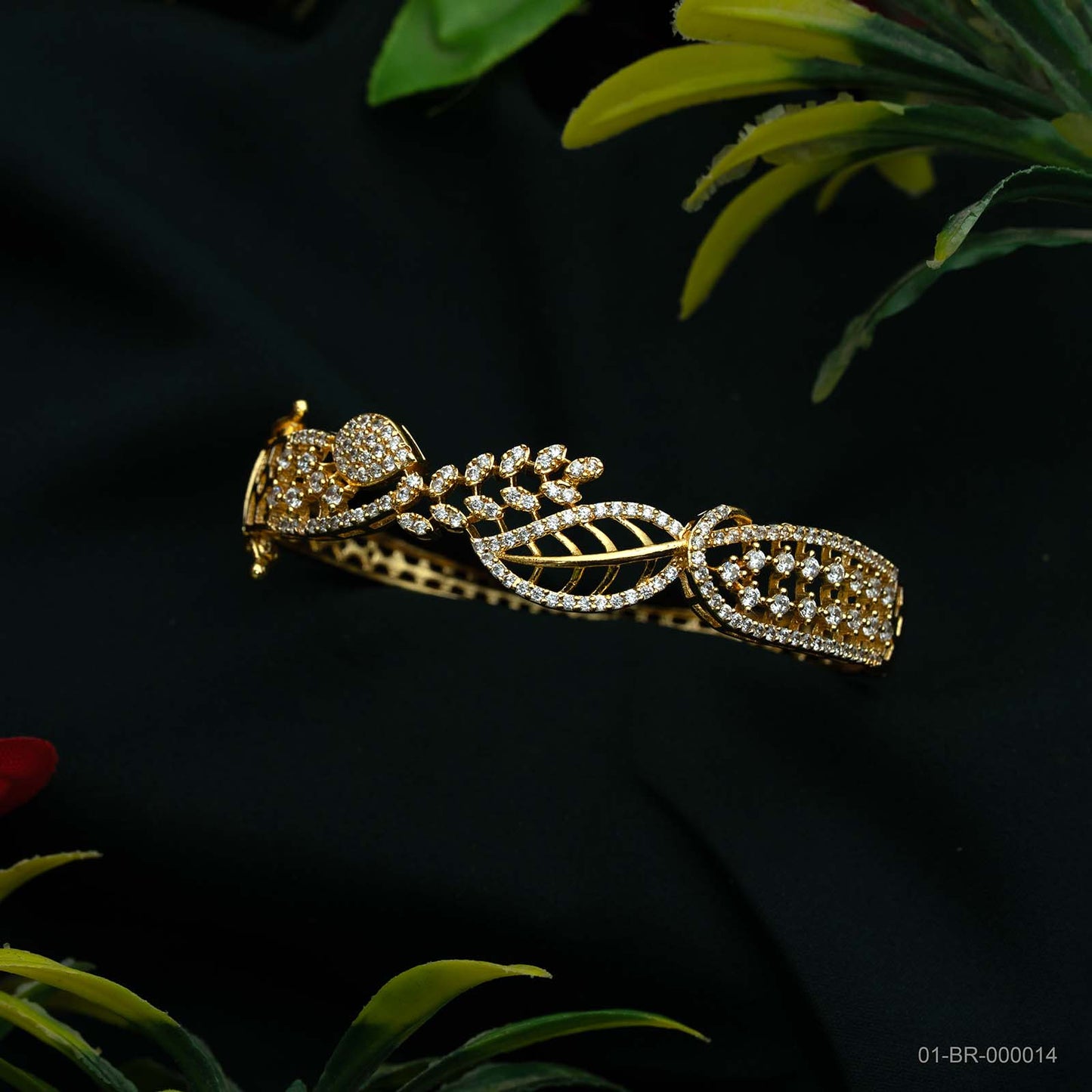 Mira Gold Plated AD Floral Leaf Kada