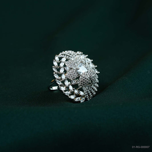 Mira Silver Plated AD Statement Ring