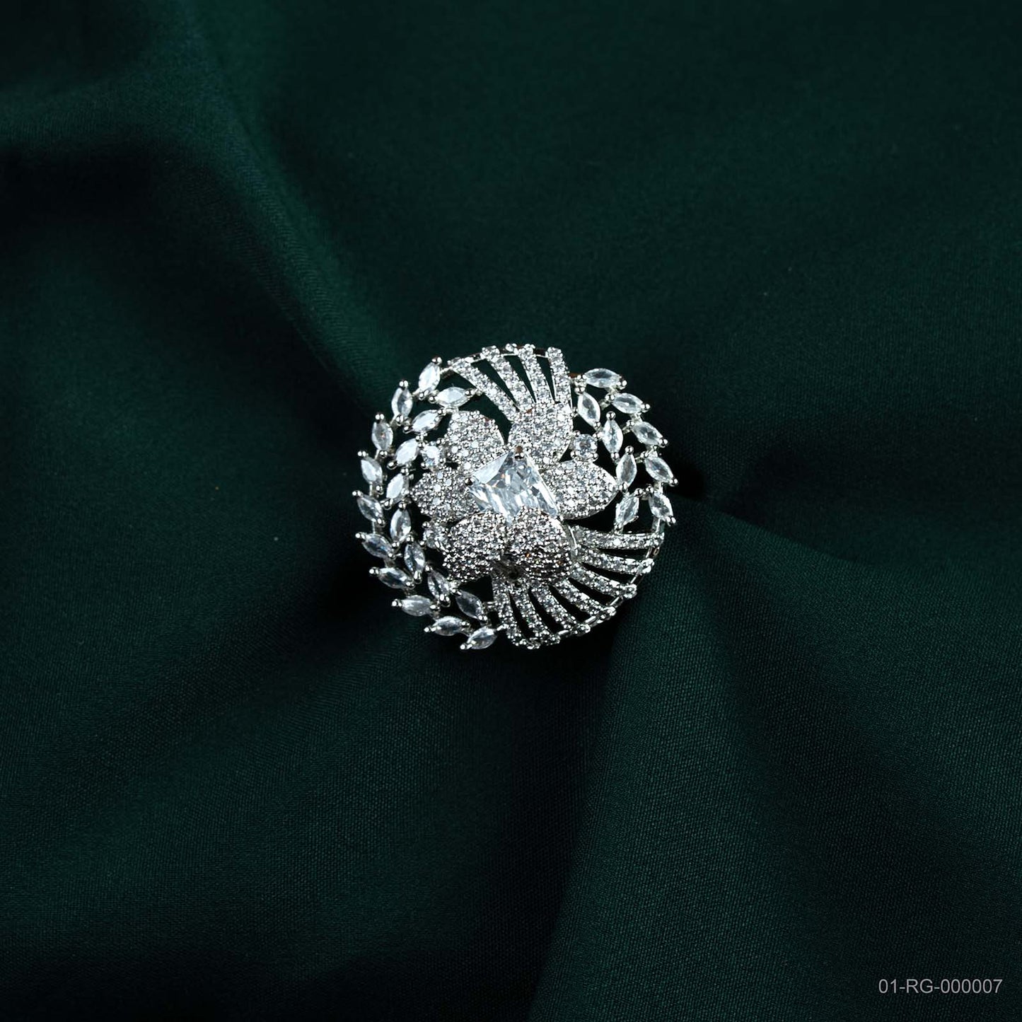 Mira Silver Plated AD Statement Ring
