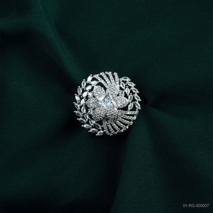 Mira Silver Plated AD Statement Ring