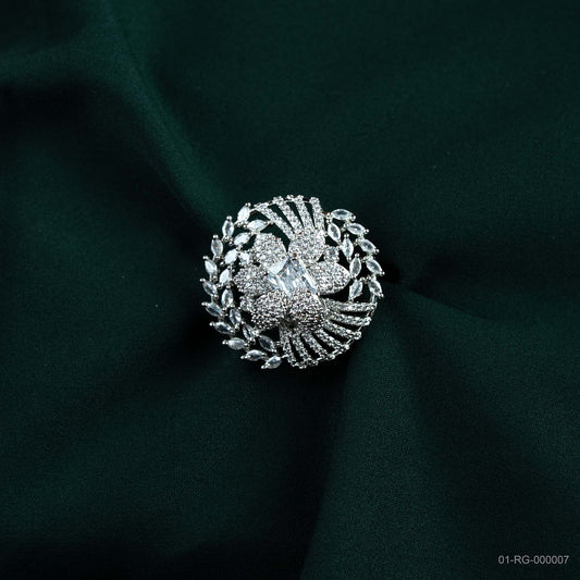 Mira Silver Plated AD Statement Ring