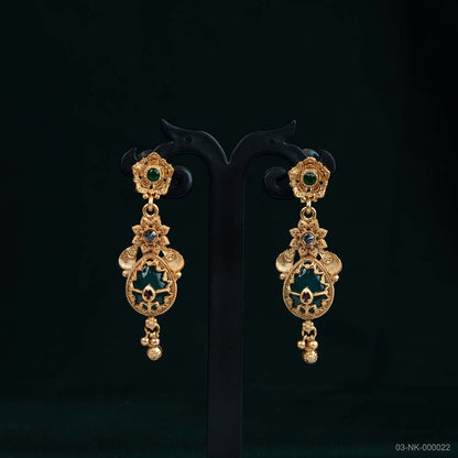 Mira Temple Gold Green Floral Necklace Set