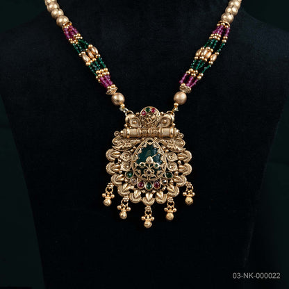 Mira Temple Gold Green Floral Necklace Set