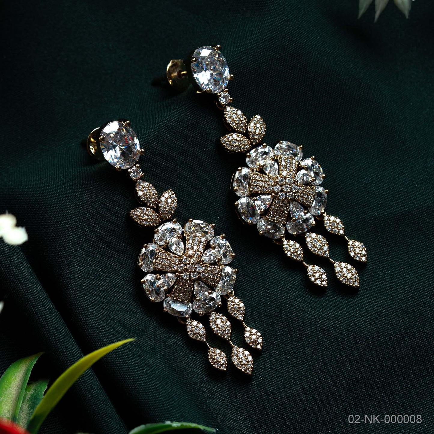 Myra Gold Plated AD Floral Necklace Set