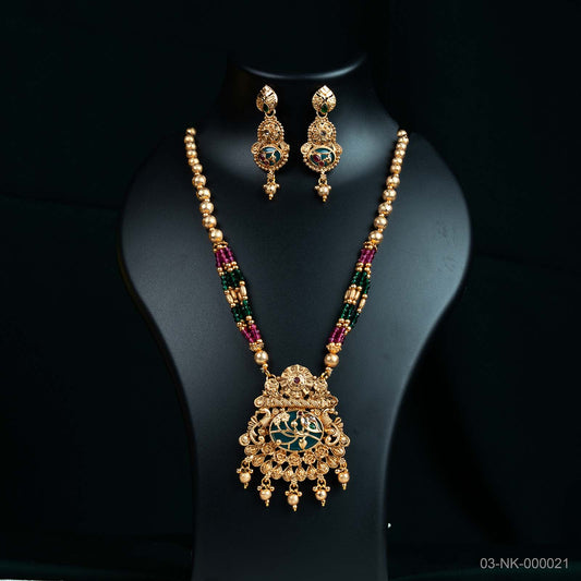 Noor Temple Gold Turquoise Paisley Necklace Set