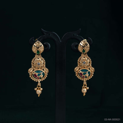 Noor Temple Gold Turquoise Paisley Necklace Set