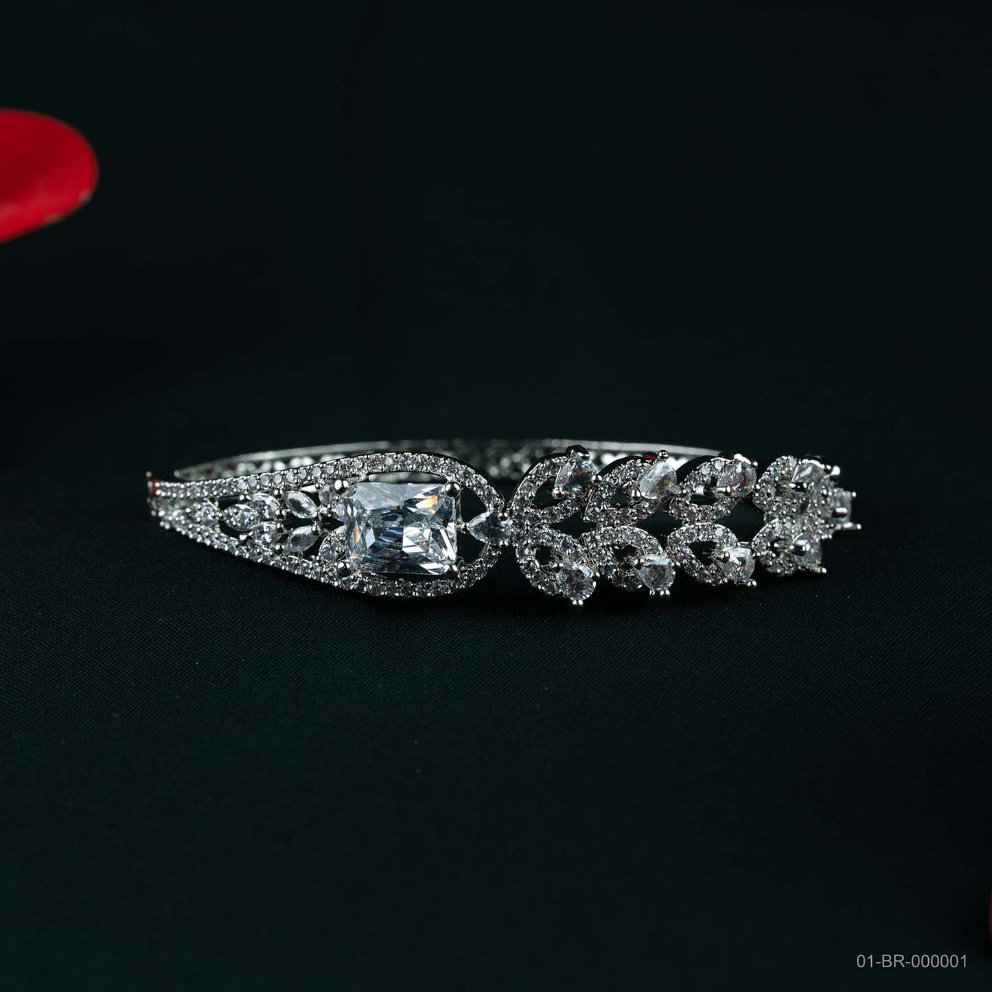 Nora Silver Plated AD Leaf Kada
