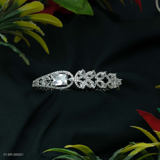 Nora Silver Plated AD Leaf Kada