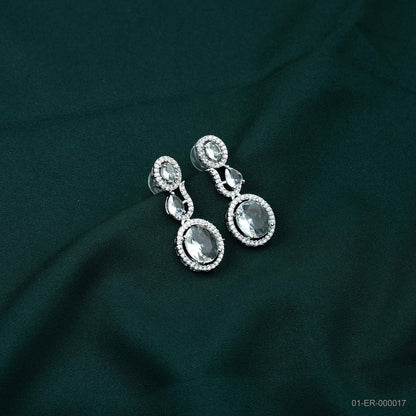 Nyra Silver Plated AD Halo Drop Earrings