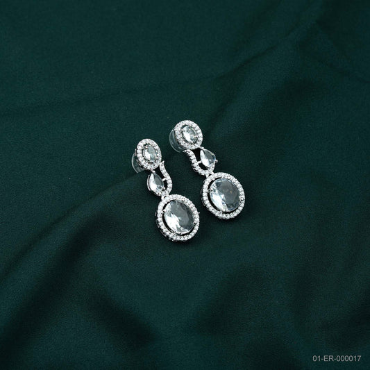 Nyra Silver Plated AD Halo Drop Earrings
