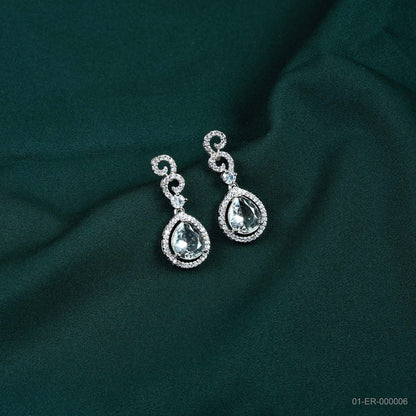 Nyra Silver Plated AD White Teardrop Drop Earrings
