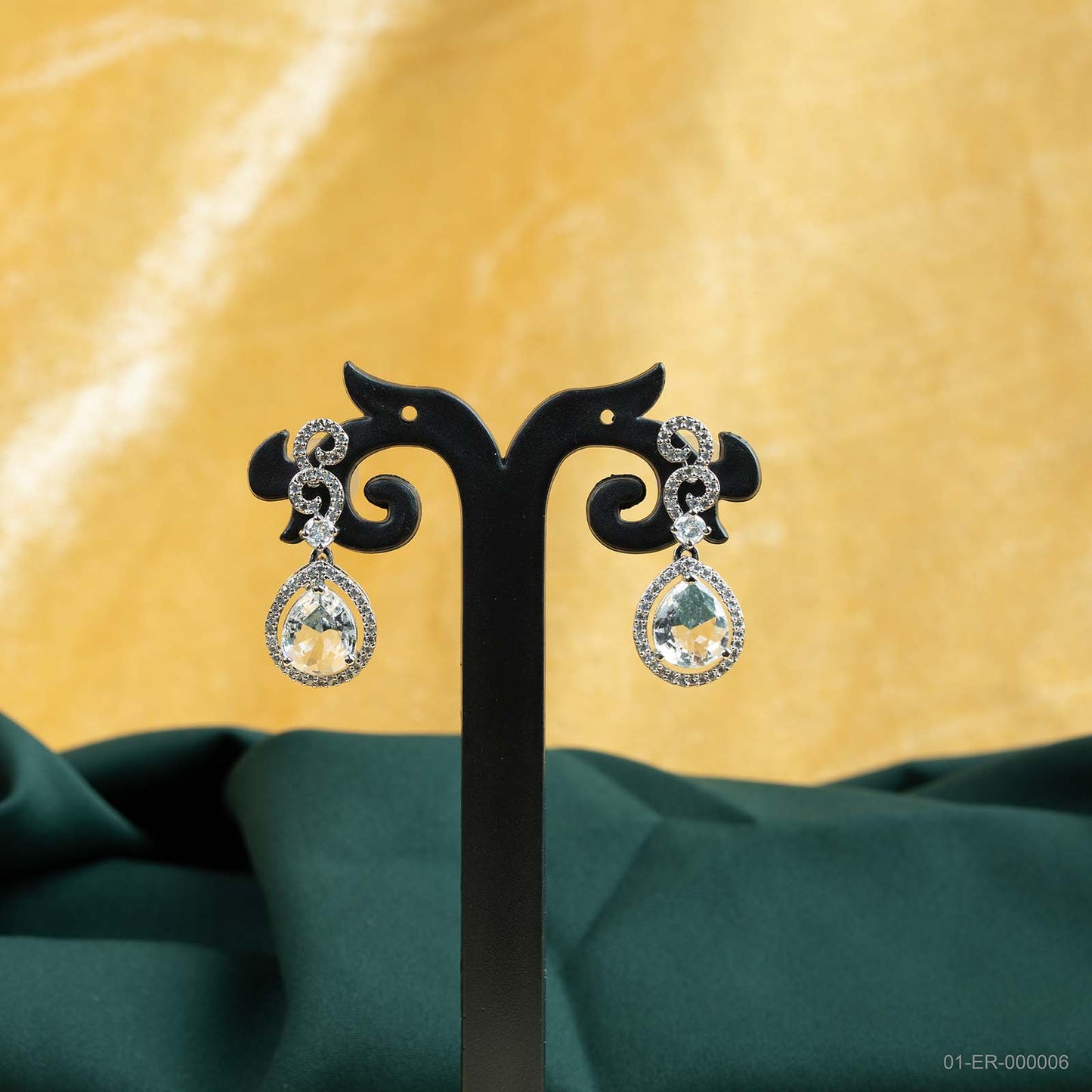 Nyra Silver Plated AD White Teardrop Drop Earrings
