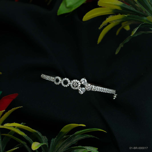Sia Silver Plated AD Circle Floral Kada