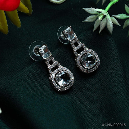 Sia Silver Plated AD Halo Necklace Set