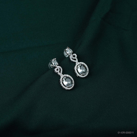 Srivaya Celeste AD Oval Drop Earrings
