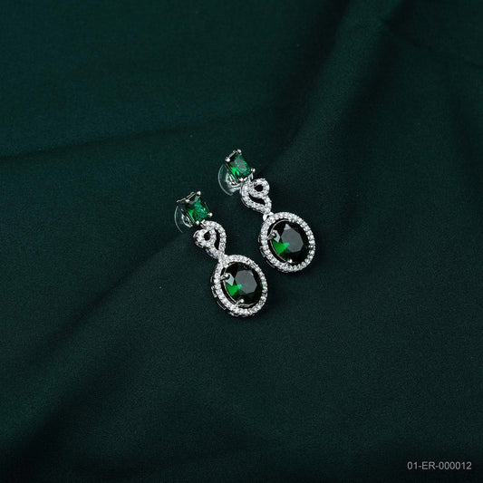 Vanya Silver Plated AD Emerald Teardrop Earrings